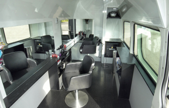The Barbus mobile barber interior