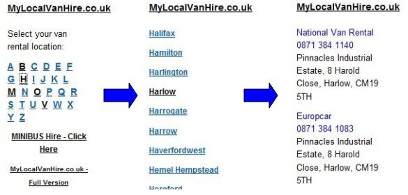 vanrental.co.uk mobile website screenshot demo