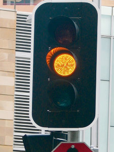 Traffic light at amber