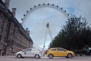 Vauxall Corsavan next to Corsa car in London Vauxall Corsavan next to Corsa car in London