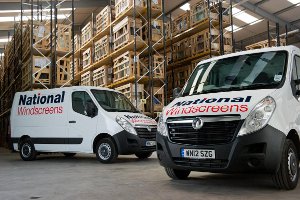 Two of National Windscreens' new Vauxhall Movano vans