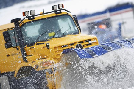 Mercedes Zetros clearing snow at Aberdeen Airport