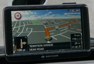 Sat nav screen while driving