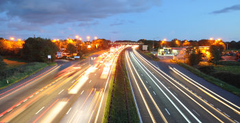 Busy motorway at twilight