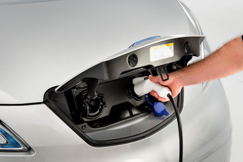 Nissan e-NV200 plugged in to charge