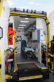 Inside WMAS Fiat Ducato ambulance