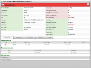 Example real-time driver licence check