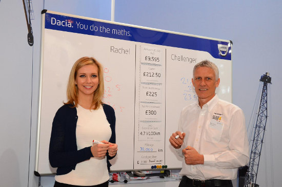 Rachel Riley from Countdown on Dacia stand at CV Show