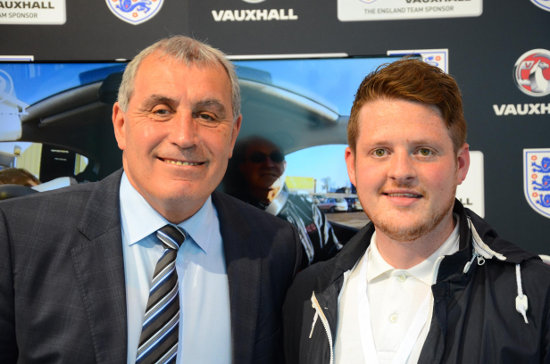 Peter Shilton on Vauxhall stand at CV Show