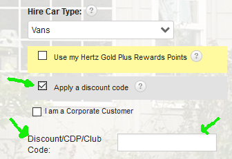Hertz discount code form