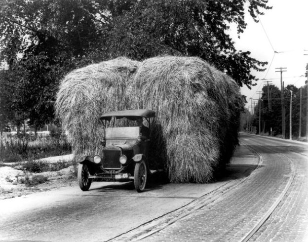 Ford Model TT loaded with straw